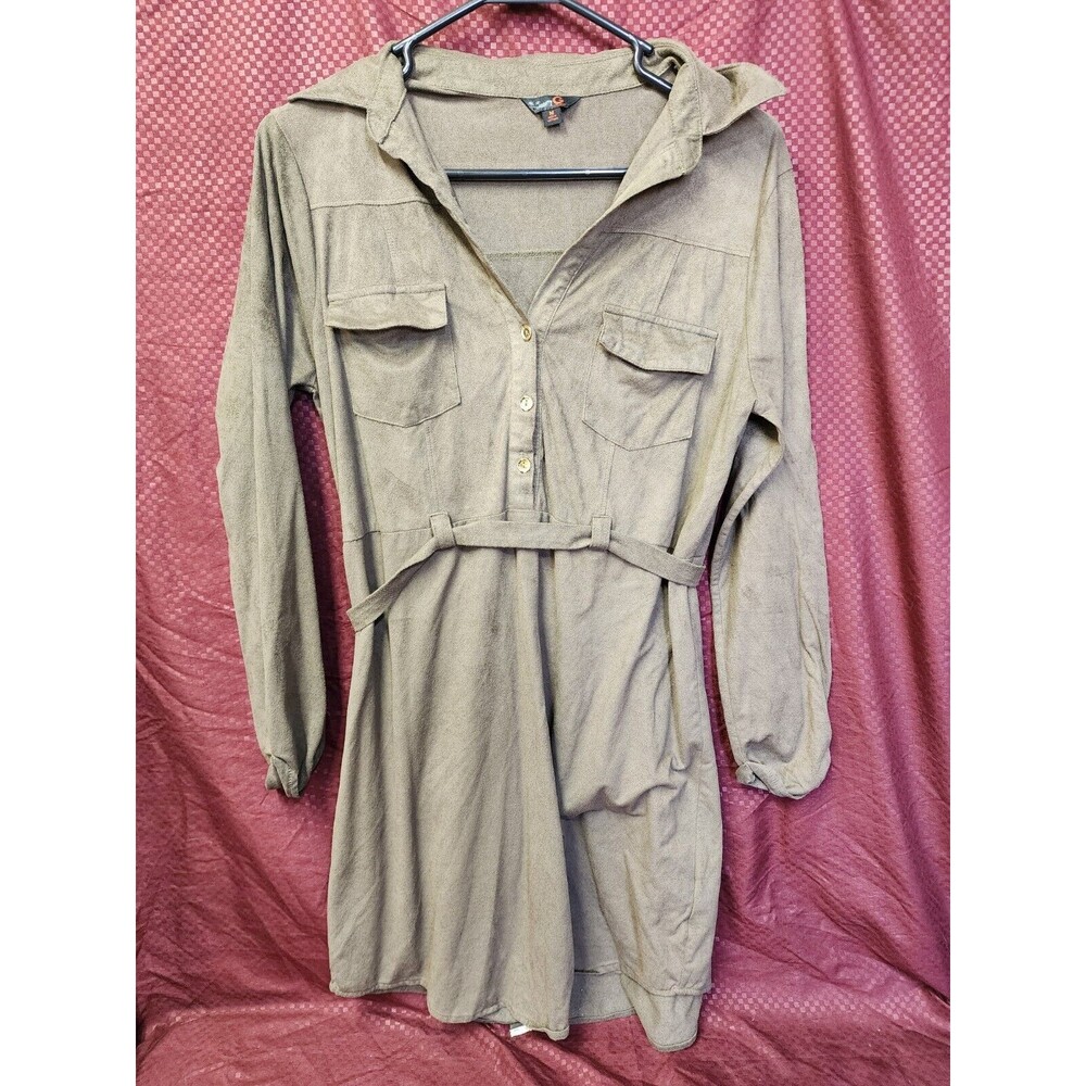 Guess Tencel Shirt Dress Womens Button Front Long Sleeves Size M Light Green